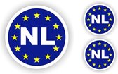 Auto Sticketset - Europese Unie Nederland - 3 Ronde Autostickers