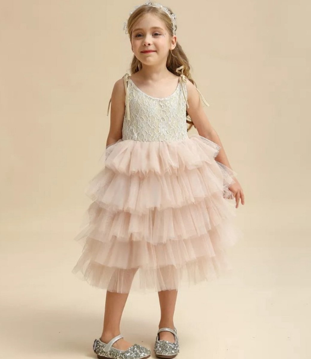 CHICTRY Jurken Kinderen Meisjes Bruiloft Mouwloos Galajurk A-lijn Bloemenmeisjesjurk V-hals Zomerjurk Chiffon Feestjurk Met Bloemen, Donkerblauw