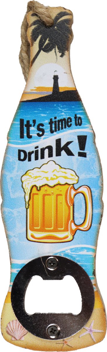 Bieropener - Flesopener - it`s time - opener - bier opener - Fles opener - bar decoratie - Decoratie - Kroeg decoratie - Houten bieropener - Opener bier - Cave & Garden