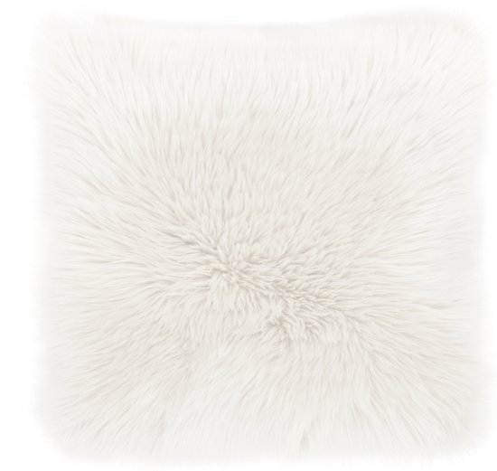 Coussin (rempli) peau de mouton + suede 45x45CM blanc