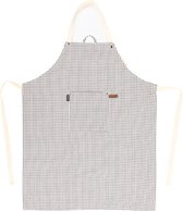Tiseco Home Studio - Keukenschort SHERLOCK TARTAN - 60 % polyester-40% katoen - Verstelbaar aan de nek, ruime voorzak, ophanglus - 68x85 cm - zwart/wit