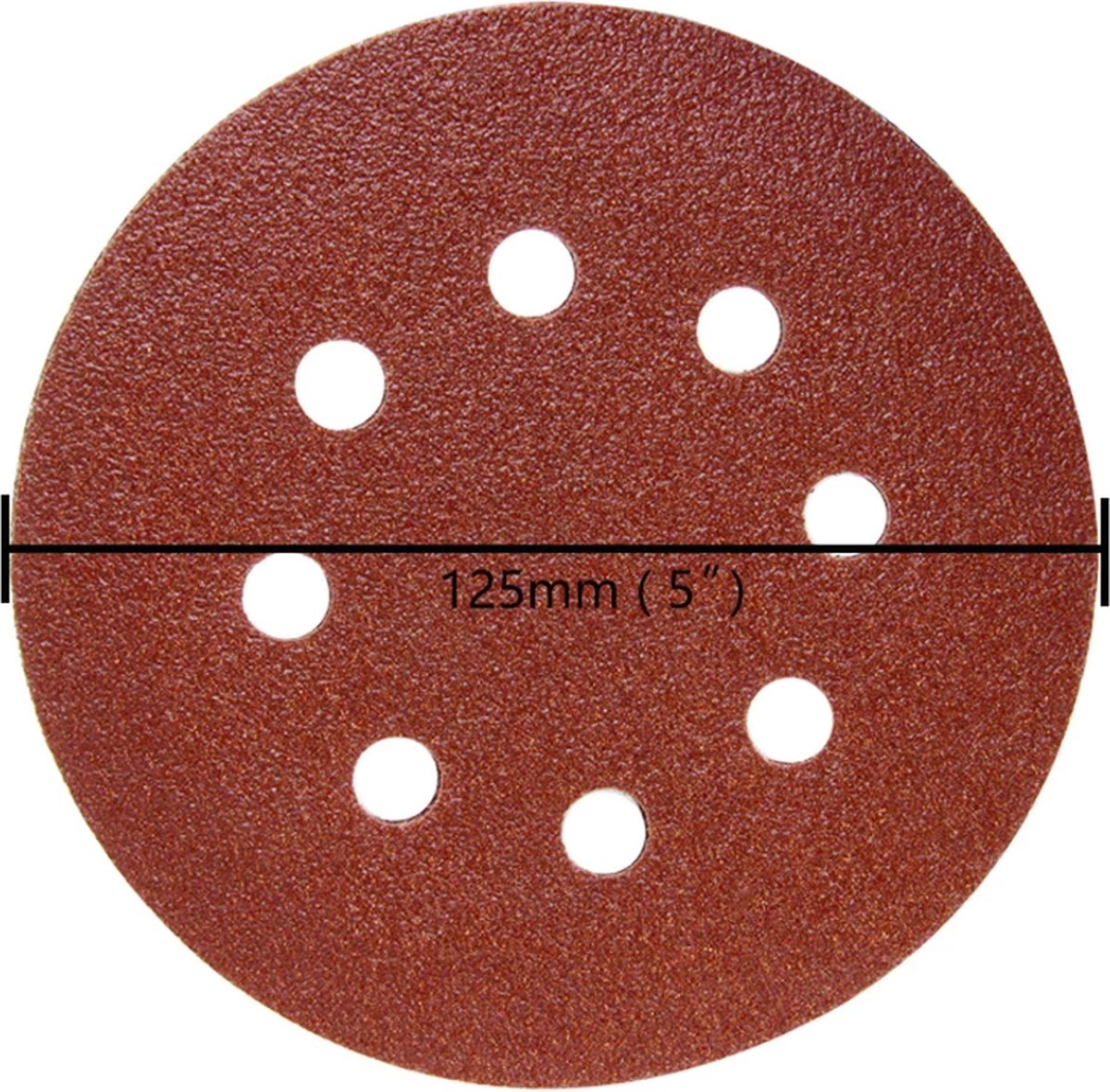 50x - Schuurpapier rond 125mm - korrel 180 - klittenband - 8 gaten