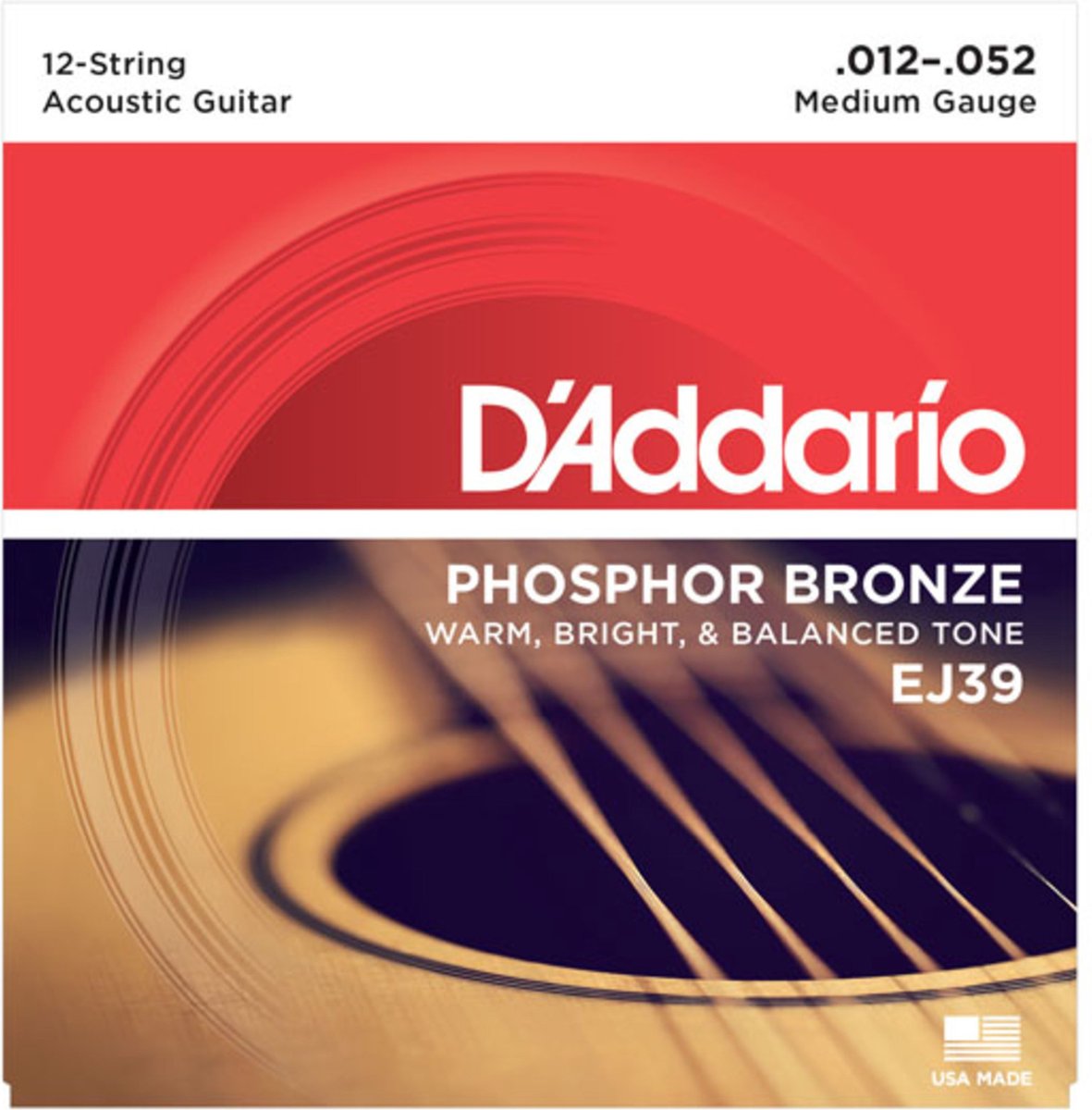 D'Addario A-Git.snaren 12-52 12-String EJ39 Phosphor Bronze - Akoestische gitaarsnaren