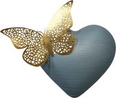 LBM mini urn hart met vlinder - blauw - 450 ml - duurzaam kunststof