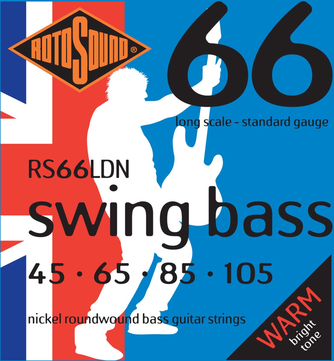 Rotosound bas snaren RS66LDN 45-105 Swing bas 66, nikkel - Snarenset voor 4-string basgitaar