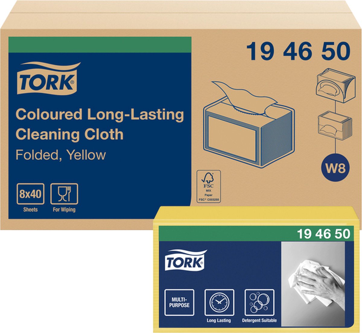 Goedkoopste Reiningingsdoek Tork Long Lasting W8 multifunctioneel geel 194650
