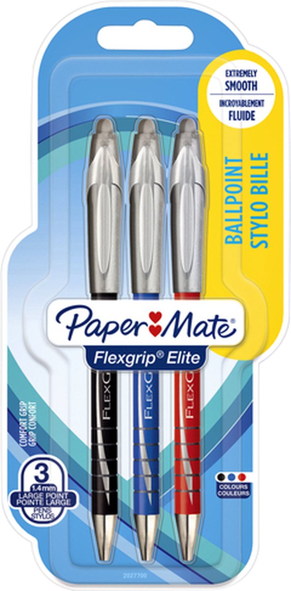 Paper Mate stylo bille Flexgrip Gel, blister de 4 pièces assorties