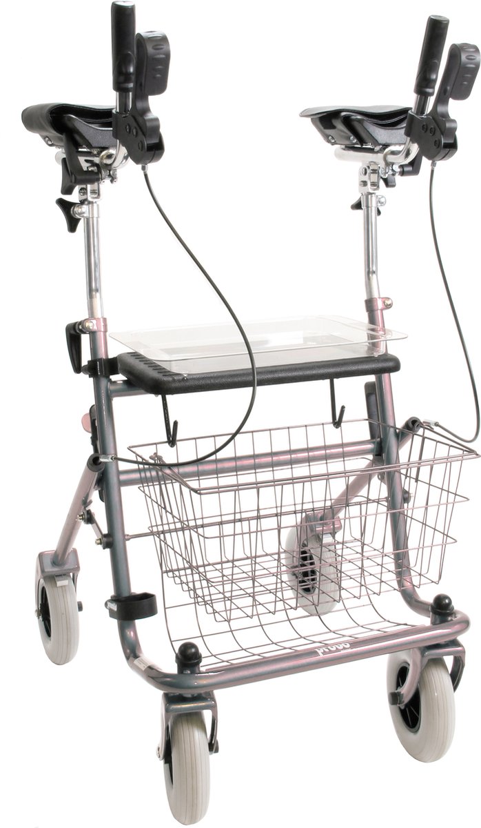Goedkoopste Premis Provo - Rollator - 2de Generatie - Voorzien van Verkorte Onderarmschalen - Metallic Titanium