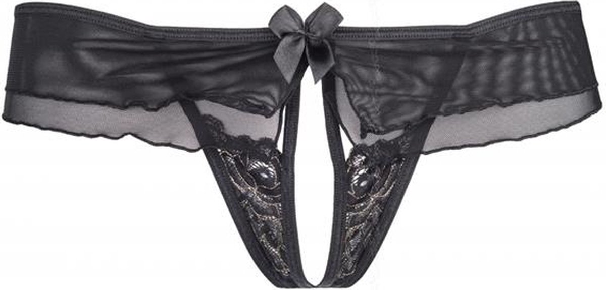 Open String Zwart met Goud Maat: 38