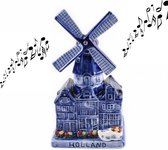 Muziekmolen stadsmolen Delftsblauw Holland 18 cm