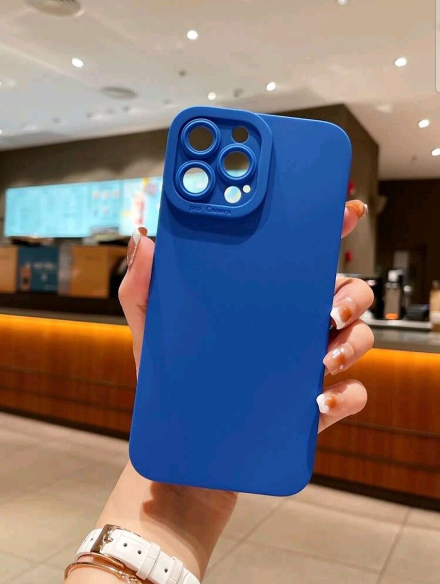 iPhone 12Pro - Luxe Back Cover - Rubber Case - Camera Protector - Beeldscherm Protector - Blauw