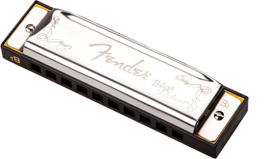 Fender blauws Deluxe Harmonica Key of D - Diatonische mondharmonica
