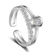 Ring dames | zilveren dames ring | 925 zilver plated | Zirkonia ring | ring ingelegd met steentjes | dubbele ring dames | cadeau voor vrouw | liefdescadeau | black friday 2023 | sinterklaas | kerstcadeau voor vrouw