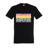 T-shirt Love is love - Zwart T-shirt - Maat L - T-shirt met print - T-shirt heren - T-shirt dames