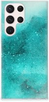 Telefoon Hoesje Geschikt voor Samsung Galaxy S23 Ultra Siliconen Hoesje Painting Blue