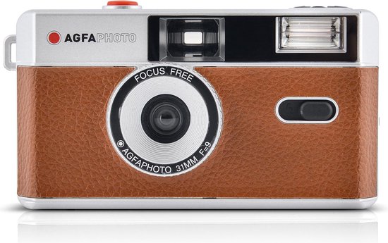 AgfaPhoto - Navulbare Analoge Camera 35 mm - Inclusief Polsbandje en Opbergetui - Bruin