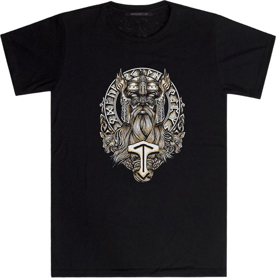 Viking Allfather Odin Shirt Norse Mythology Lover T-shirt for Viking Fan Nordic T shirt Gift For Him, Vegvisir, Black T-shirt for Men (XL)