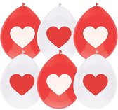 Haza Ballonnen hartjes print Valentijn - rood/wit - 18x stuks