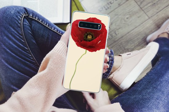 Coque Samsung Galaxy S10 Plus - Gros plan d'un coquelicot rouge - Coque en Siliconen pour téléphone