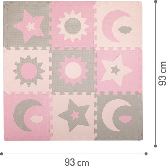 MoMi Speelkleed - EVA Foam puzzelmat - Speelmat 93 x 93 cm - Nebe - Roze