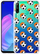 Huawei P40 Lite E Hoesje Soccer Ball Orange Shadow Designed by Cazy