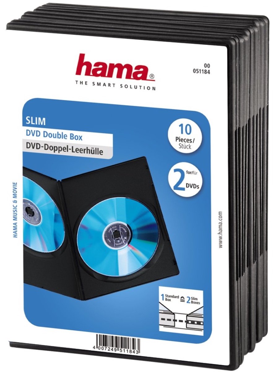 Hama Dvd Slim Box Dubbel Zwart 10 Stuks