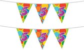 Haza Vlaggetjes 5 jaar - leeftijd verjaardag - 2x stuks - plastic 10m
