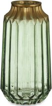 Giftdecor Bloemenvaas - glas - groen transparant/goud - 13 x 23 cm - vaas