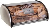 5Five - Boîte à pain avec couvercle verrouillable 35 x 23 x 15 cm - métal en acier inoxydable