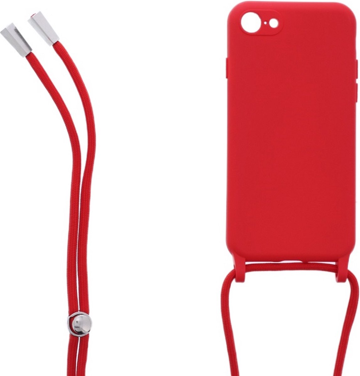 LuxeBass Siliconen hoesje met koord geschikt voor Apple iPhone 8 - Rood - telefoonhoes - gsm hoes - telefoonhoesje