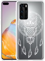Huawei P40 Hoesje Dream Owl Mandala White Designed by Cazy