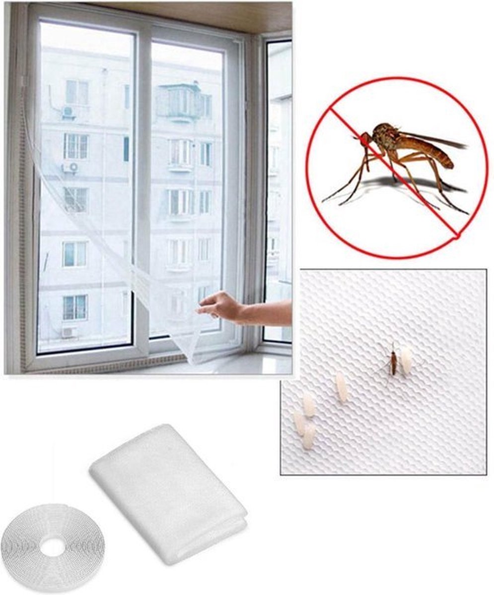 AA commerce - Insectenhor Met Klittenband Klittenband - Zelfklevend - Anti Muggen/Vliegen/Insectenhor - 130x150cm - Wit