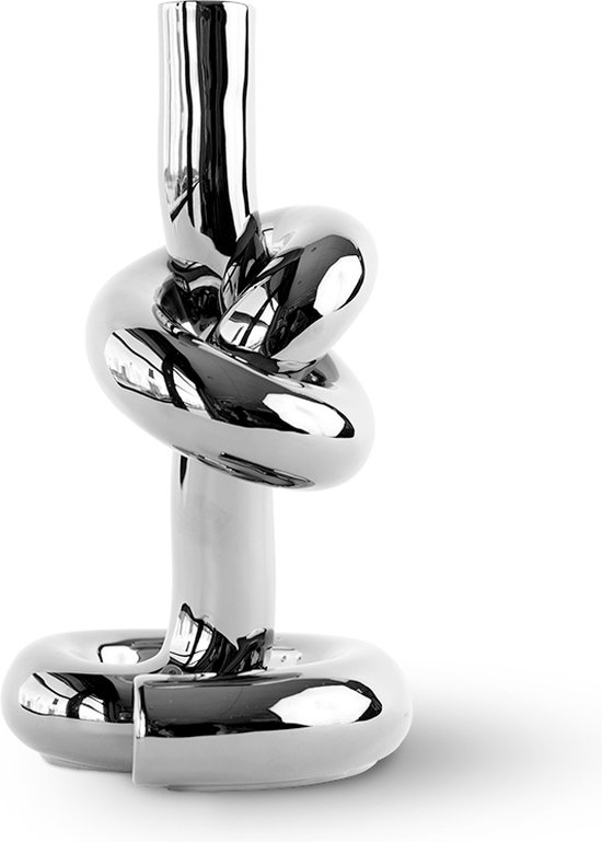 Geknoopte Kandelaar Zilver / Knotted Candleholder Silver | Dutch Design kandelaar Werkwaardig.