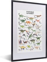 Poster in fotolijst kinderen - Alfabet - Dinosaurus - Jongens - Meisjes - Kinderen - Educatief - Muurdecoratie kinderkamer - 40x60 cm - Poster kinderkamer - Poster dinosaurus