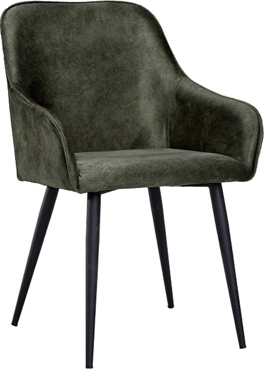 Soph & Tess - Florence Eetkamerstoel - Groen - Set van 2 - Fluweel - Velvet - Industrieel - Met armleuning - Easy Clean Stoffen