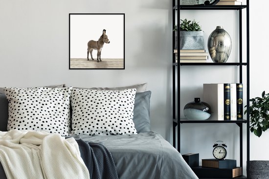 Fotolijst incl. Poster - Ezel - Dieren - Kinderen - Lief - Schattig - Meisjes - Jongens - 40x40 cm - Posterlijst