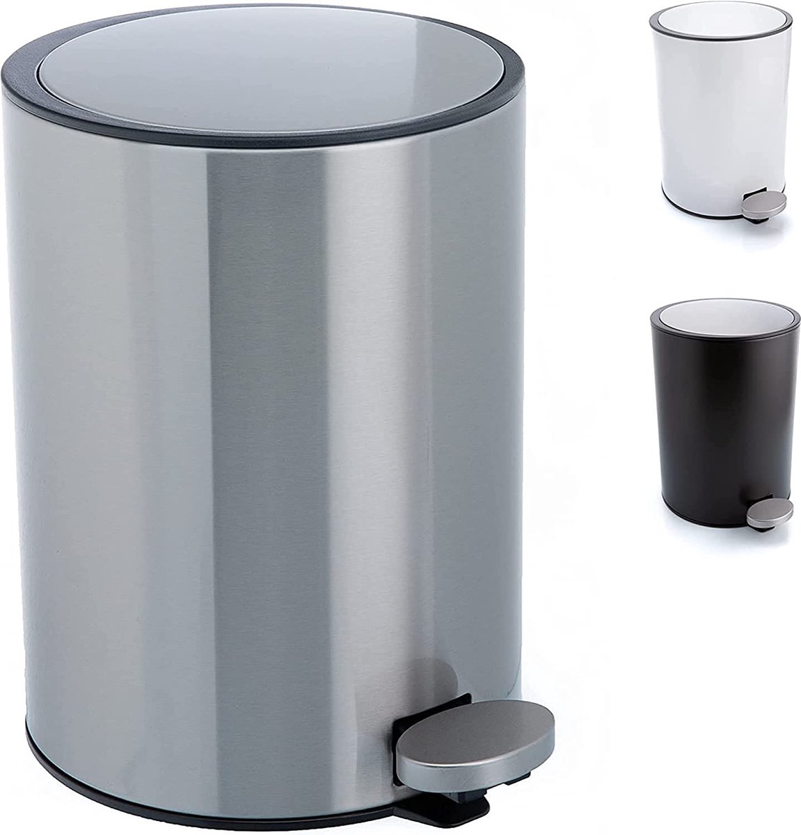 Goedkoopste Bamodi Cosmetic Bin Stainless Steel 3l - Badkameremmer met Softclose Systeem om verliefd op te worden - Geborstelde Automatische Bademmer - Roestvrijstalen Bak met Uitneembare Binnenemmer (Zilver