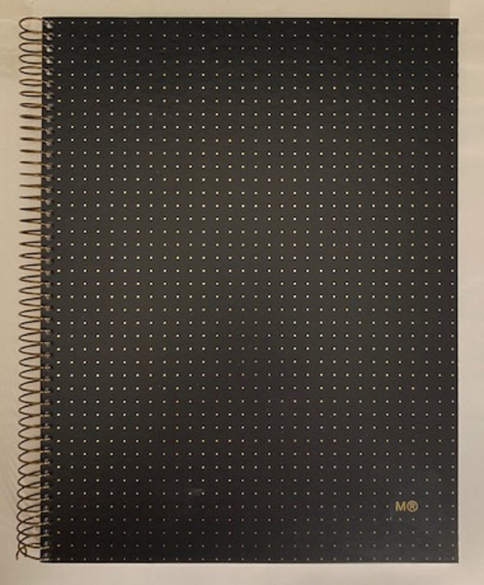 Miquelrius - Notebook A4 Zwart en Goud - 120 vel - geruit wit papier met 4-gaatsperforatie
