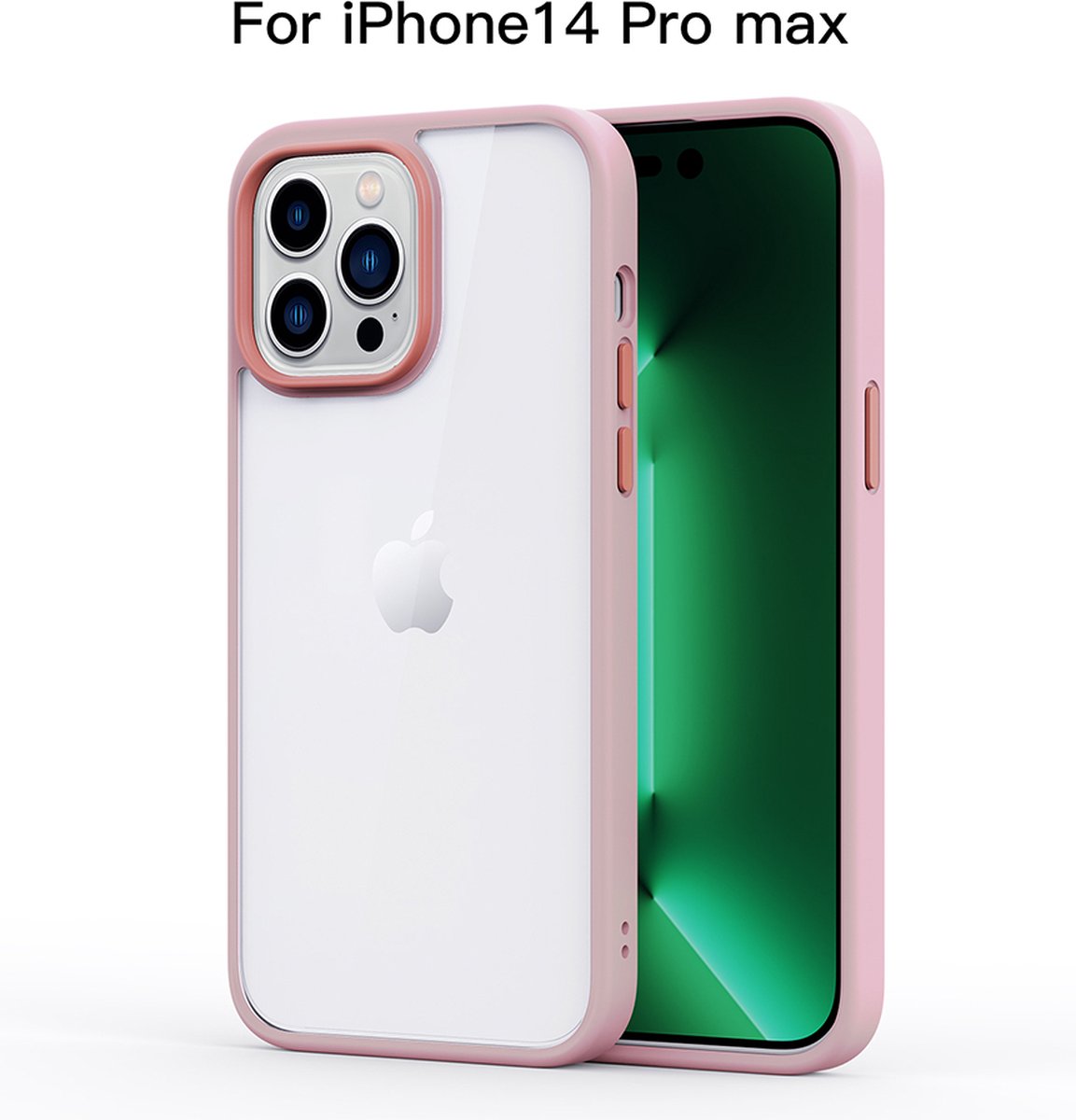 iPhone 14 pro max case Transparante siliconen materiaal mobiele telefoon case roze