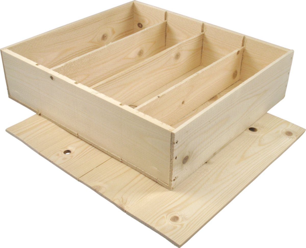 Wijnkist | hout | 4 flessen | incl. Deksel | 340x382x95mm | Voordeelverpakking | 2 x 5 stuks
