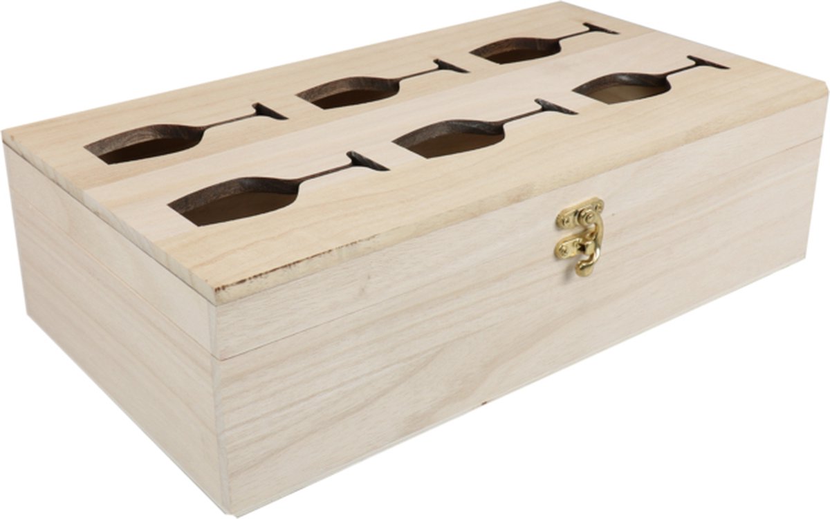Goedkoopste Klika - Wijnkist | Wijnglas | hout | 2 flessen | met verlijmde schotjes | 335x185x90mm | 1 stuks