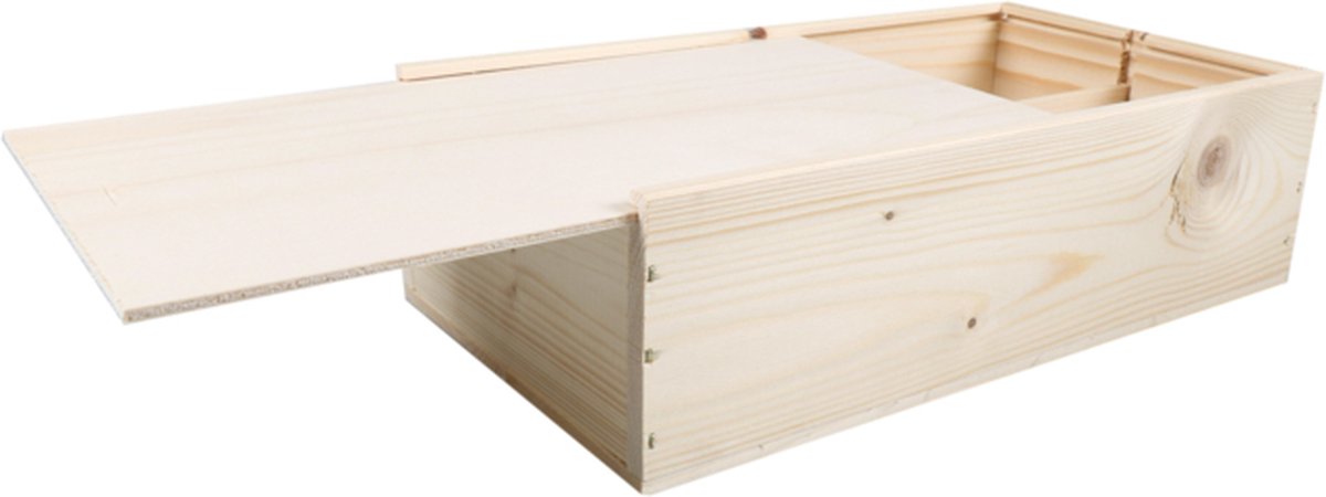 Wijnkist | hout | 2 flessen | incl. Deksel | 340x176x85mm | Voordeelverpakking | 3 x 5 stuks