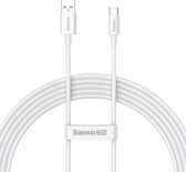 Baseus - Universele USB naar Type C kabel - Geschikt voor o.a. Samsung en andere apparaten - 2 Meter - 100W - Wit