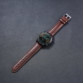 Bracelet de montre connectée - Convient pour Samsung Galaxy Watch 3 45 mm, Gear S3, Huawei Watch GT 2 46 mm, Garmin Vivoactive 4, bracelet de montre 22 mm - Cuir - Fungus - Marron foncé