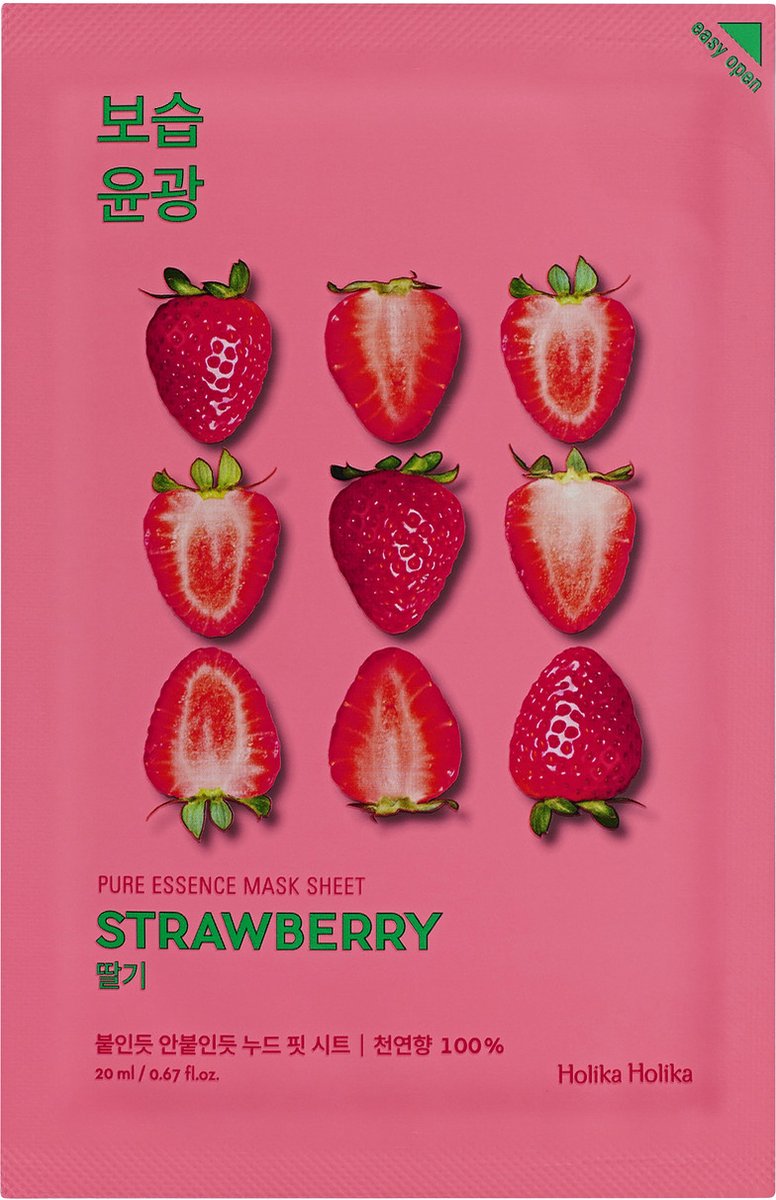 Goedkoopste Holika Holika - Pure Essence Mask Sheet Strawberry Toning Mask Made Of Strawberry Ecstrakt 20Ml