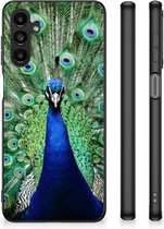 GSM Hoesje Geschikt voor Samsung Galaxy A14 5G Siliconen Back Cover met Zwarte rand Pauw