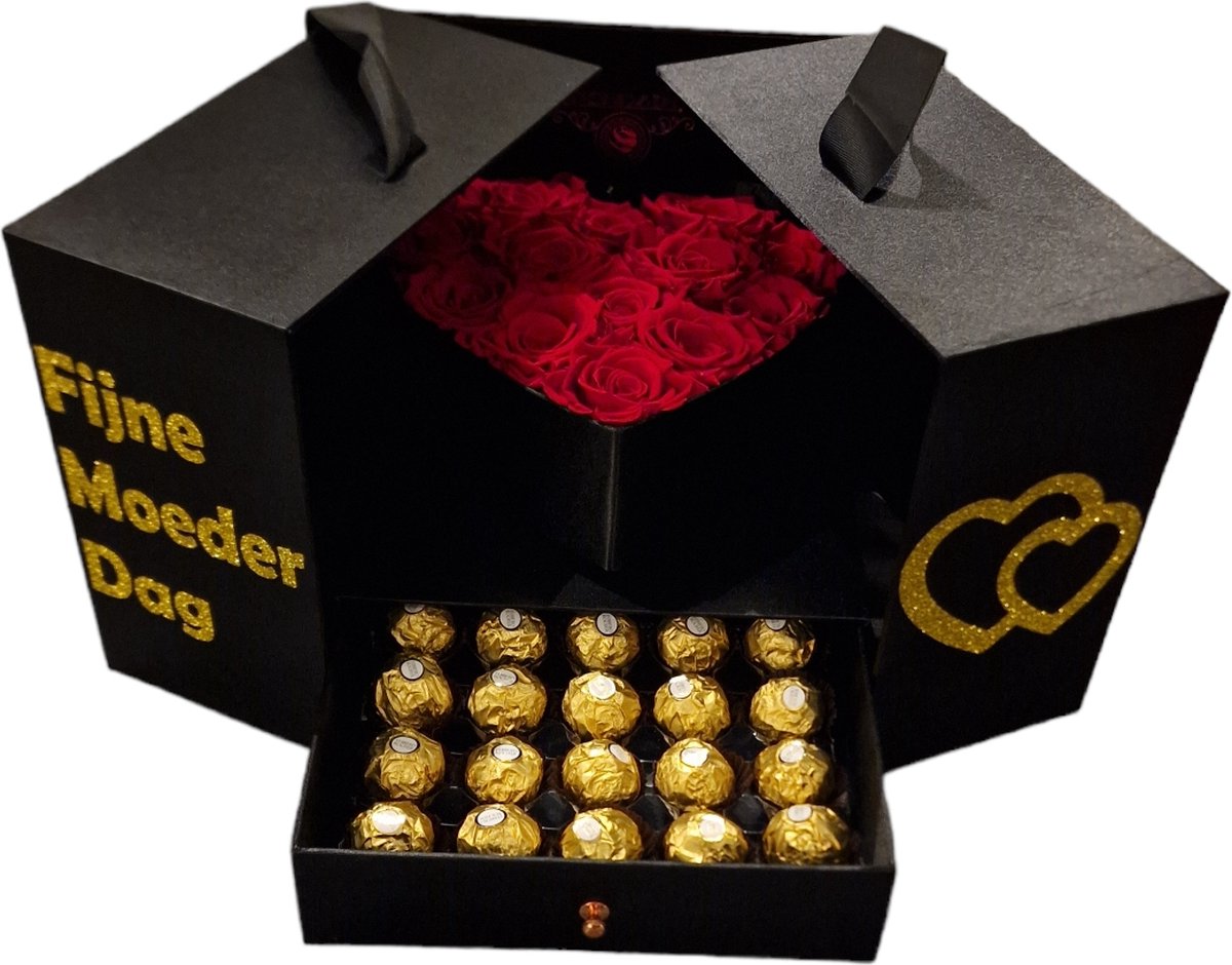Mia Milano ® Infitnity Roses - Boîte à Roses Conservées, Durée 3 Ans - Cadeau Saint-Valentin, Anniversaire, Mariage (Taille Medium, Noir-Rouge) - 10