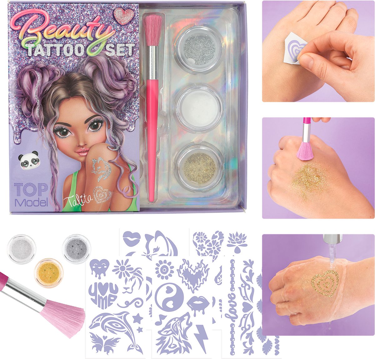 Bandeau En Peluche TOPModel Beauty And Me - Rose Avec Cœurs, Pour Maquillage Et Skincare, élastique, Cadeau Fille