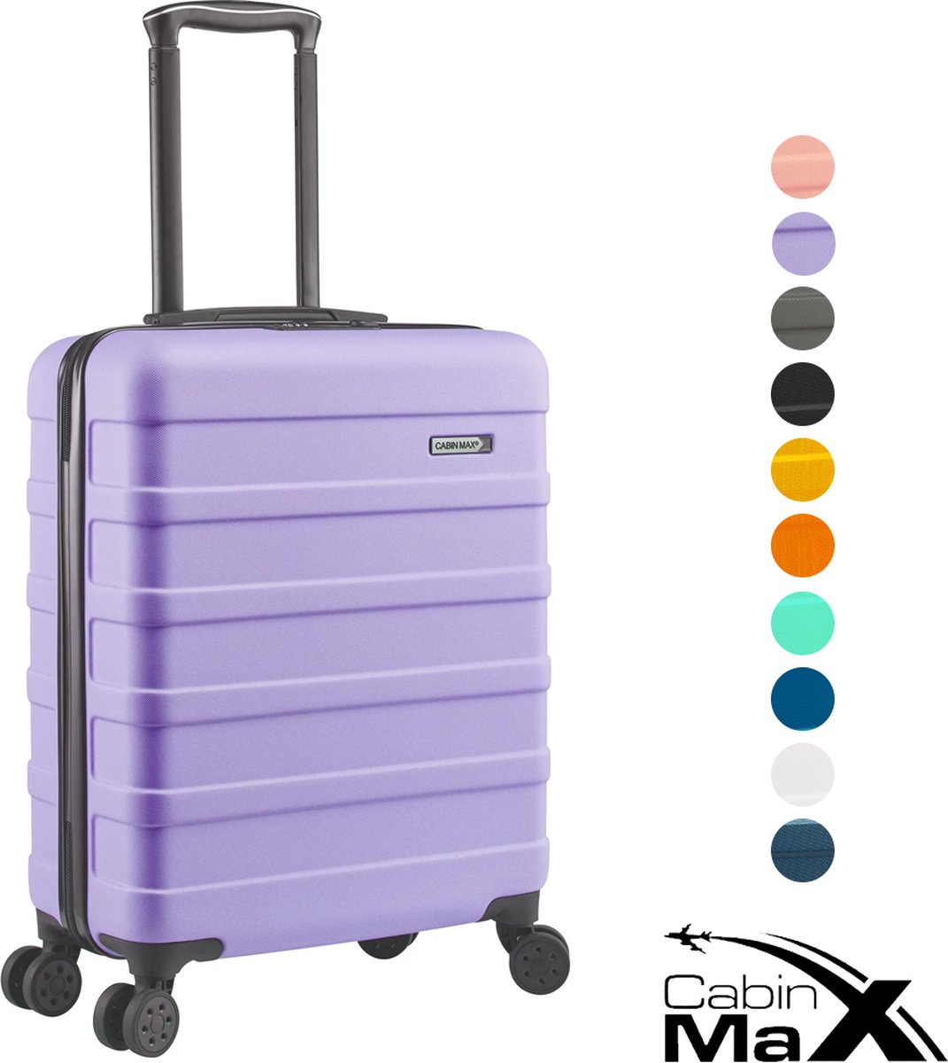 CabinMax Koffer - Handbagage 40L - Harde Reiskoffer - 55x40x20cm - Digital Lavender