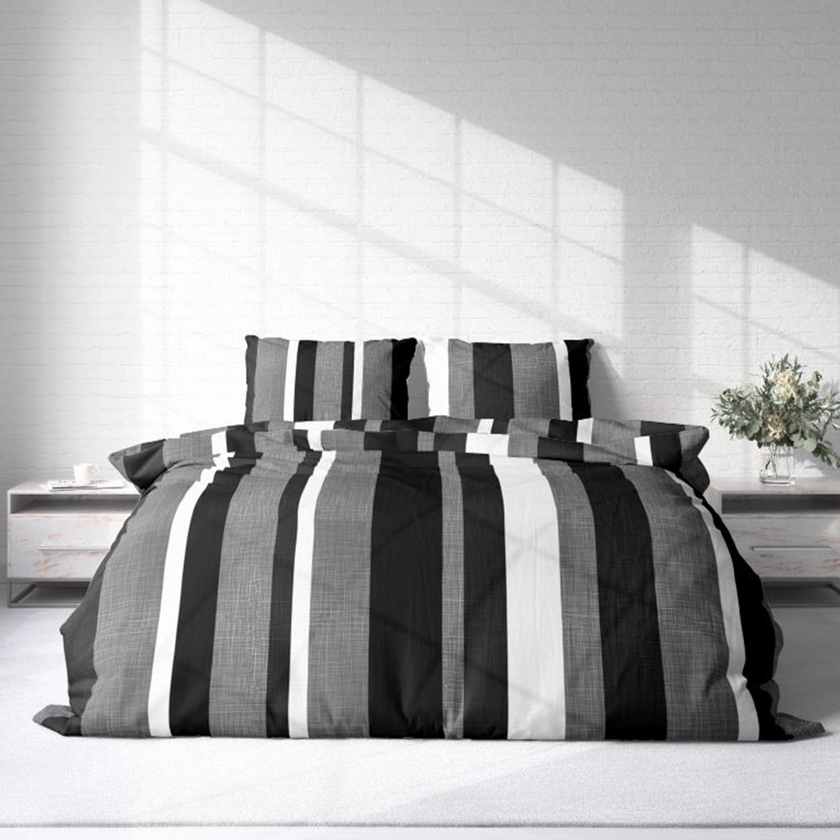 Dekbedovertrek 100% Katoen Premium - 240 x 220cm (Lits-jumeaux) - Black & White